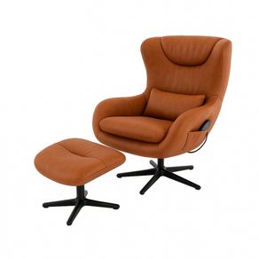 7 Poltrona de Massagem Nevada Rivatti Estofado PU Marrom Base Aco Preto c_ Apoio para Pes c_ Controle